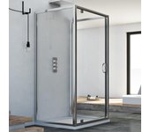 Mampara de ducha 3 lados 70x90x70 ap. 90 cm h185 transparente mod. sintesi trio 1 hoja