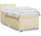 Somier de láminas con colchón crema 90x200 cm tela