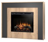Zuni - chimenea eléctrica independiente con calefacción por suelo radiante led - 28' - roble claro / negro - 130.2 x 110 x 27.5