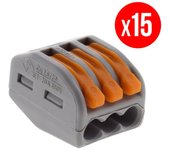 15 bornas de conexión rápida s222 para cables rí­gidos y flexibles 4mm² máx.- 3 entradas - naranja - wago