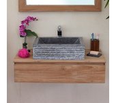 Mueble alto 1 cajón de teca maciza 90 cm khaléï
