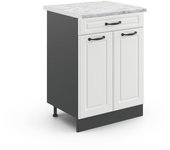 Vicco mueble bajo de cocina r-line, blanco casa de campo, 80 cm , et mármol