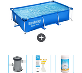 Paquete de piscina - bestway - rectángulo - 259x170x61 cm + accesorios cb37