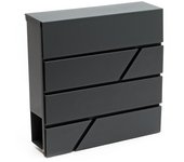 Wiltec buzón de diseño v14 antracita 370 x 105 x 370 mm, de pared con cerradura y hueco para el periódico, de acero con recubrimiento en polvo