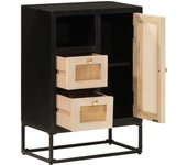 Aparador | aparador de comedor | armario de cocina de hierro y madera maciza de mango negro 55x30x76 cm cfw91891