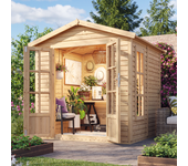 Timbela m351fb caseta de jardín de madera a233 x p222 x a233 cm, oficina caseta de madera con piso, ventana, puerta doble