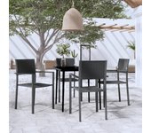 Juego de comedor para jardín 5 piezas，conjunto de comedor de exterior，conjunto de jardín negro cfw881790