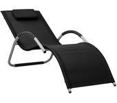 Pack 2 uds tumbona | silla de jardíns textilene negro y gris cfw56410