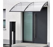 Marquesina exterior para puertas mellerud protección policarbonato / plástico 240 x 80 cm - transparente y negro [en.casa]