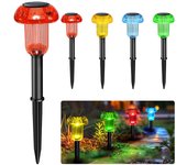 Luces solares de 4 piezas, luces de jardín al aire libre, luces led, luces en forma de seta: rojo, amarillo, azul y verde