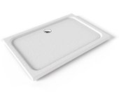Plato de ducha plano shimmer stone 80x120 cm - acrílico blanco - antideslizante, textura lisa, duradero - incluye sifón