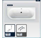 Bañera asimétrica - 150 x 75 cm - izquierda - sin revestimiento - con patas - desagüe cromado - avita