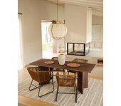 Mesa de comedor de madera maciza de abeto rectangular decowood en tono nogal de 200x75cm en tono nogal modelo kyoto