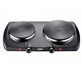 Cocina electrica negra 1400w 2 fuegos ce/a13 46,5x26x8,5cm edm