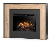 Zuni - chimenea led eléctrica de suolo independiente - 26' - 120.2 x 96 x 27.5 - negro / roble claro