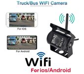Cámara de marcha atrás inalámbrica hd wifi de 12v-24v para camión gran angular distancia de transmisión de 170 grados 50m visión nocturna impermeable