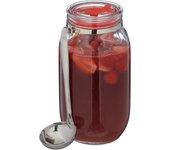 Relaxdays tarro cristal con tapa, 2 litros, con cazo, frasco vidrio, cierre hermético, bote almacenamiento, transparente