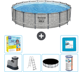 Paquete de piscina - bestway - alrededor - 549x549x122 cm + accesorios cb34