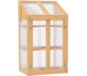 Invernadero de madera y policarbonato outsunny 70x50x120 cm natural