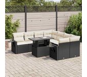 Conjunto de muebles de jardín vidaxl de 9 piezas con cojines negros de mimbre