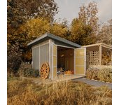 Caseta jardin paneles a base de madera lp smartside 5,9 m² con suelo y baldosas bituminosas - l279xa294xa237 cm - timbela m903a - cavern steel