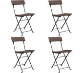 Pack 4 uds silla de jardín | sillas cafetería plegables acero y ratán sintético marrón cfw55882