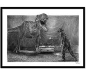 Art-poster - jurassic park - william erhel - con marco negro 30 x 40 cm