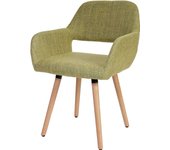 Silla de comedor para oficina de visitas sin ruedas diseño retro en tela verde claro base metálica 04_0002153