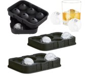 3 cubiteras silicona, bolas de hielo de 4,5 cm, 2 piezas, hieliera con tapa, 5 x 18 x 13 cm, negro