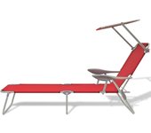 Tumbona de jardín | tumbona de exterior | silla con toldo de acero roja cfw598960