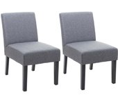 Juego de 2 sillas de comedor en tela gris oscuro patas de madera diseño sencillo asiento extralargo 04_0000395