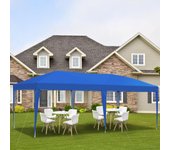 Carpa plegable para fiestas, cenador de jardín, 3 x 6 m, color azul, para exteriores, jardín y camping.
