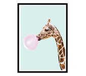 Art-poster - bubblegum giraffe - paul fuentes - con marco negro 30 x 40 cm