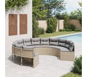 Vidaxl sofá de jardín redondo con cojines ratán sintético beige