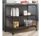 Carro de cocina roble marrón 102x50x95 cm madera contrachapada