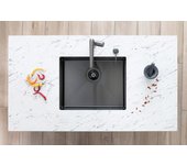Fregadero de cocina marmara grafito cepillado, 1 seno, acero inoxidable, 44x54