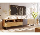 Mueble tv 180cm - 2 cajones y 5 compartimentos - estilo industrial - natural