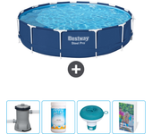 Paquete de piscina - bestway - alrededor - 396x396x84 cm + accesorios cb67