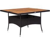 Mesa de comedor de jardín ratán sintético madera acacia negra