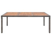 Mesa de jardín，mesa para exteriores，mesa de patio ratán pe y madera de acacia gris 200x150x74 cm cfw58226