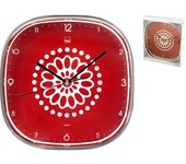 H&h reloj de pared decoración cuadrada ellen rojo 30 cm