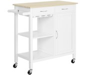 Carro de cocina homcom blanco 89x40x84cm madera y mdf