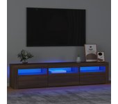 Mueble tv con luces led roble marrón 180x35x40 cm