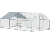 Gallinero para exterior pawhut acero galvanizado plata 300x600x195 cm d51-436v02sr