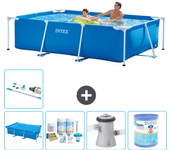 Paquete de piscina - intex - rectángulo - 260x160x65 cm + accesorios a79