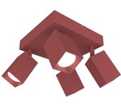 Lumicom | brinck q lámpara de techo x4, 4x gu10, max 33w, metal, rojo, l.25cm