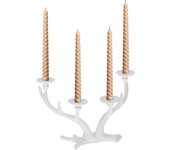 Relaxdays candelabro cuerno venado, porta velas vintage, 4 brazos, hierro fundido, 13x22x10,5cm, blanco