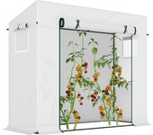 Invernadero outsunny acero, pe blanco 200x76x168 cm 845-144v01wt