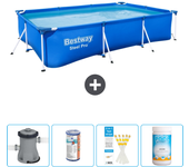 Paquete de piscina - bestway - rectángulo - 300x201x66 cm + accesorios cb49