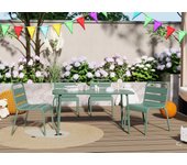 Comedor de jardín para niños de metal verde almendra - una mesa y 4 sillas apilables - popayan